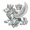 lion and eagle with crown tattoo design idea