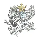 lion and eagle with crown tattoo design idea