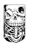 Cartoon skeleton diggin tattoo design idea
