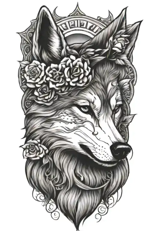 Wolf women tattoo design idea