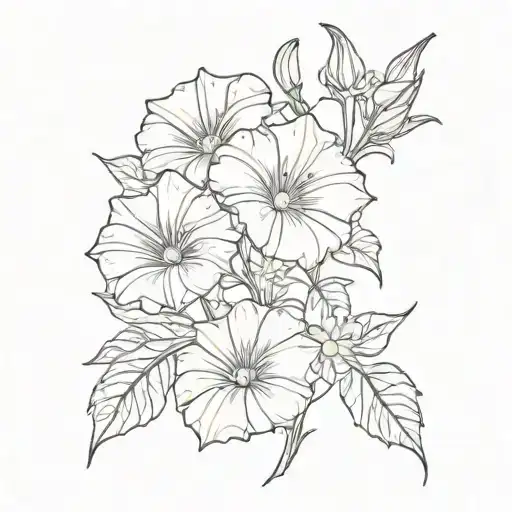 morning glory flower and aster flowers and september 5th 2020 tattoo design idea