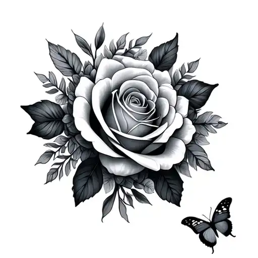 Flowers mandala roses butterflies tattoo design idea