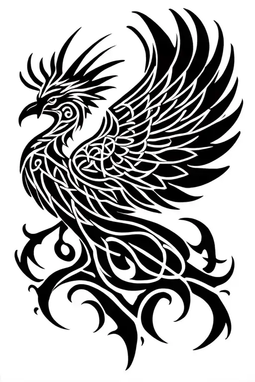 Celtic phoenix rising from the ashes tattoo design idea