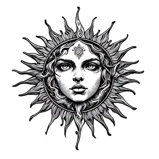 the sun tarot gothic tattoo design idea