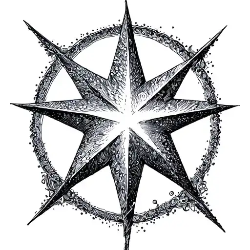 throrn shining star tattoo design idea
