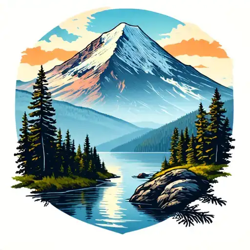 mt rainier and nature with relation to washington state tattoo design idea