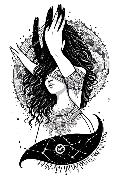 Virgin Shaka with Constellation tattoo design idea