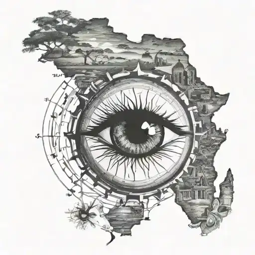 africa continent eye tattoo design idea