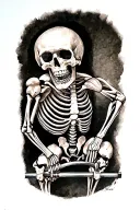 skeleton deadlifting tattoo design idea