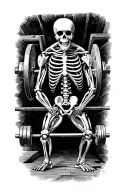 skeleton deadlifting tattoo design idea