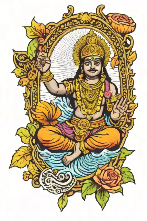 lord Murugan vel and S P letters tattoo design idea
