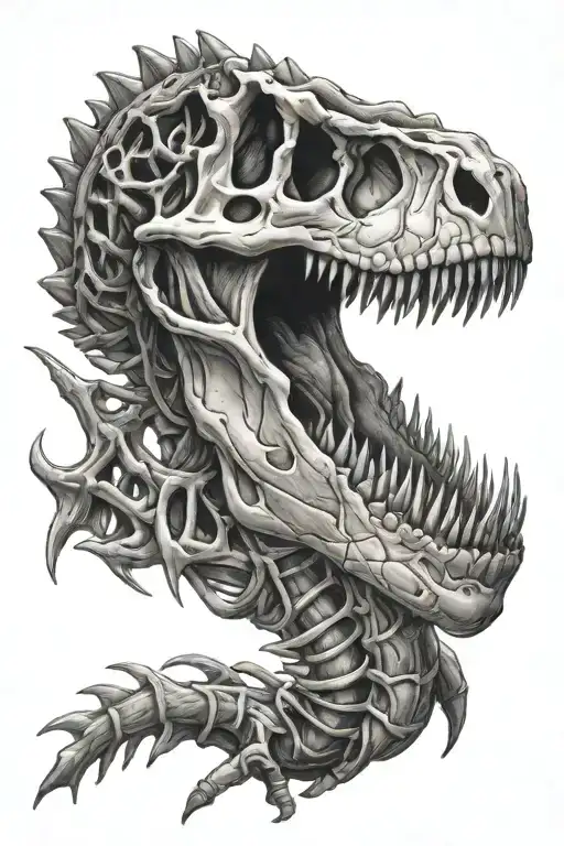 dinosaur skeleton tattoo design idea