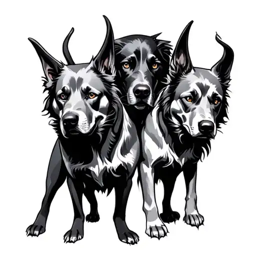 hades and Cerberus dog tattoo design idea