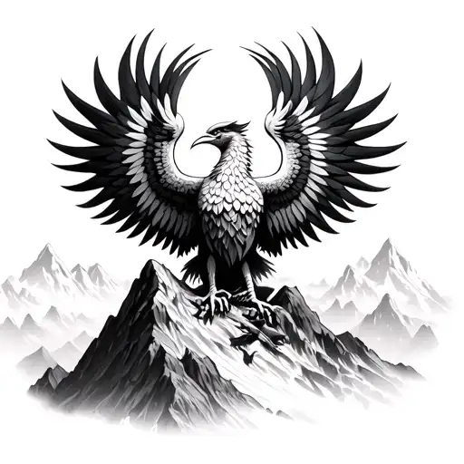 garuda Infront of a mountain tattoo design idea