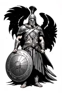 Spartan warrior holding shield tattoo design idea