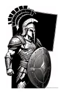 Spartan warrior holding shield tattoo design idea