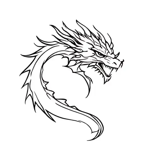 stencil of western dragon tattoo design idea