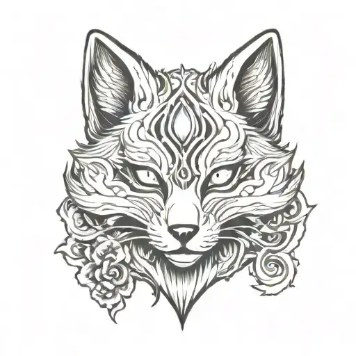 kitsune mask tattoo design idea