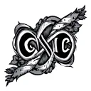 infinite with letters c l c tattoo design idea