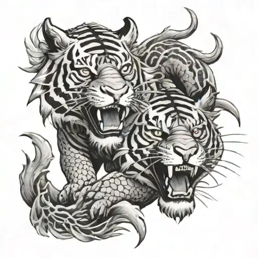 dragon and tiger tattoo design idea