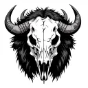 bison skull warrior tattoo design idea