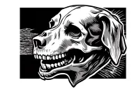dog skull side profile tattoo design idea