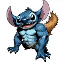 Disney stitch with Wolverine and jurassic park tattoo design idea