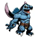 Disney stitch with Wolverine and jurassic park tattoo design idea