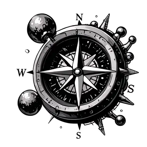 compass and molecule for adrenaline  tattoo design idea