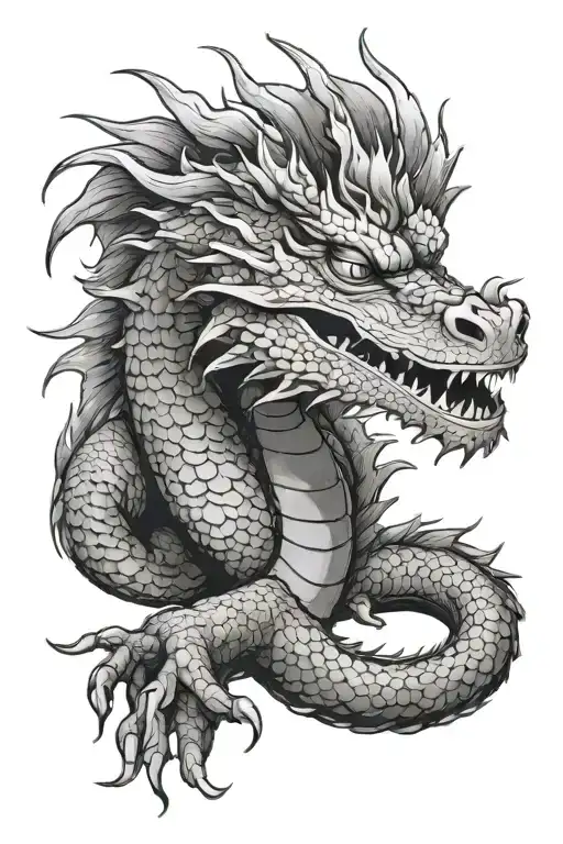 one friendly japan water Dragon, painting inspired tattoo tattoo design idea