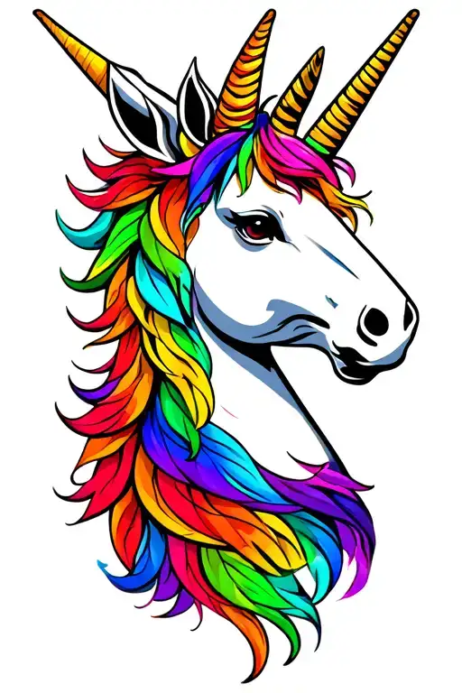 bbw,420,African,unicorn,rainbow tattoo design idea