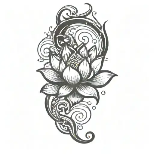 lotus blue gray tattoo design idea