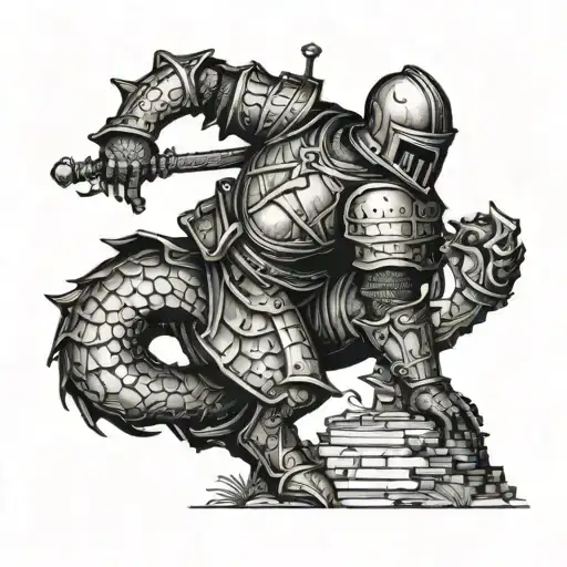 knight kneeling carrying the world on his back tattoo tattoo design idea