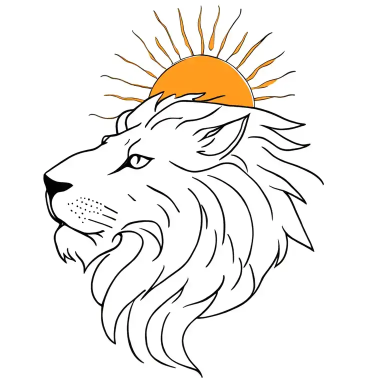 lion and sun tattoo design idea