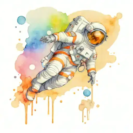 Astronaut floating in the ocean  tattoo design idea