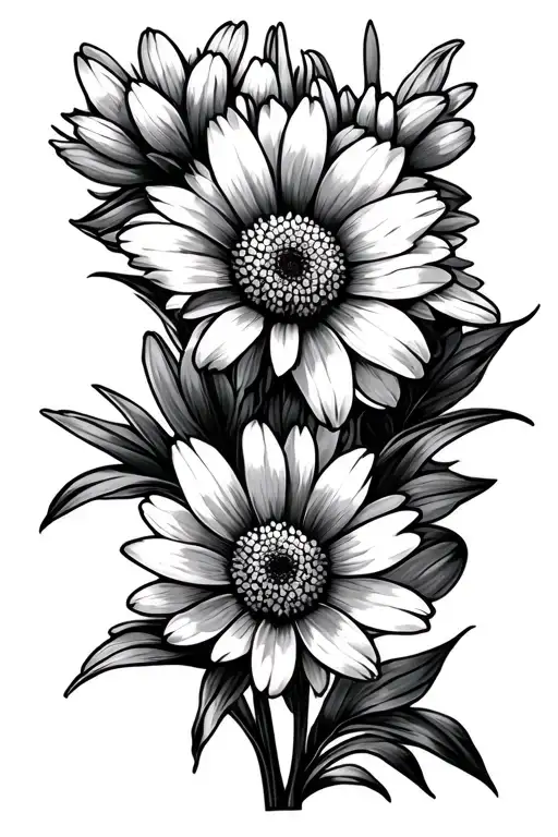 cosmos daisy narcissus tattoo design idea