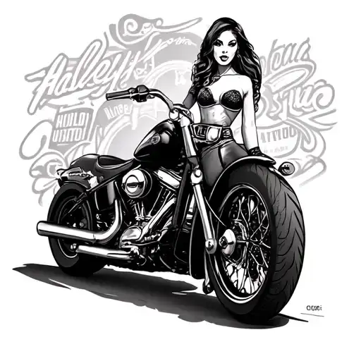 pin up girl harley davidson motorcycle tattoo design idea