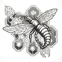 honeycomb geometric with a scorpion in the mid flight tattoo design idea
