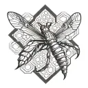honeycomb geometric with a scorpion in the mid flight tattoo design idea