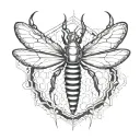 honeycomb geometric with a scorpion in the mid flight tattoo design idea