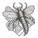 honeycomb geometric with a scorpion in the mid flight tattoo design idea