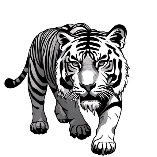 tiger walking tattoo design idea