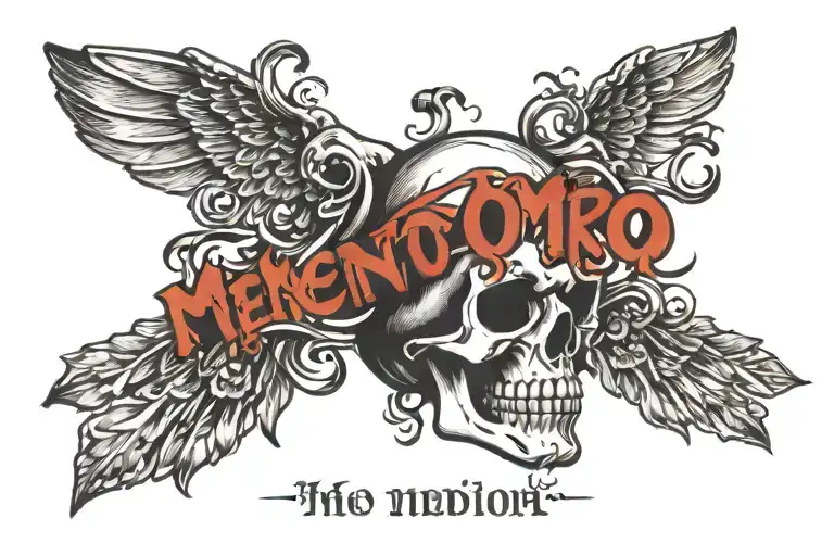 memento mori text hand  tattoo design idea