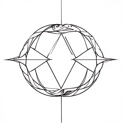 janus god geometric inside ouroboros snake tattoo design idea