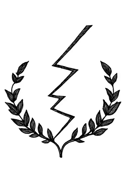 Zeus' lightning bolt and laurel leaf wreath tattoo design idea