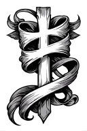 cross & scroll wrapped tattoo design idea