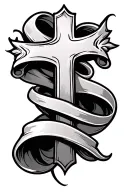 cross & scroll wrapped tattoo design idea