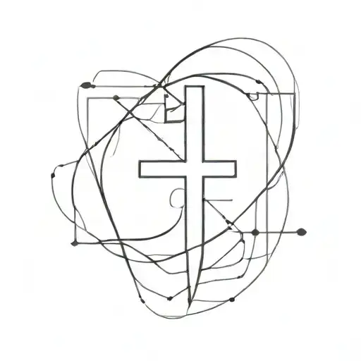 number 7 with cross made tattoo design idea
