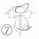 number 7 with cross made tattoo design idea