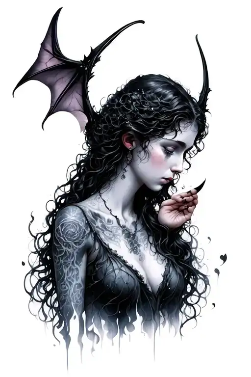 dementia. grief. succubus. loss. memories. hope. tomorrow. fog. sorrow. tattoo design idea